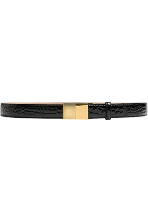 Khaite Elio Croc-Embossed Leather Belt - - 70 cm - Moda Operandi