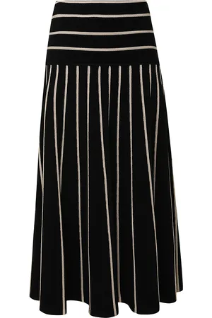 ZIMMERMANN Crush Striped Knit Midi Skirt - Black/white - 1 - Moda Operandi
