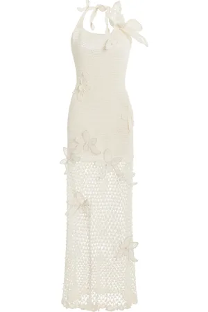 Oscar de la Renta Crocheted Cotton Halter Maxi Dress - - S - Moda Operandi