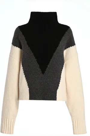 Proenza Schouler Alma Intarsia-Knit Cashmere-Blend Sweater - Black/white - S - Moda Operandi