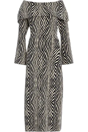 By Malene Birger Bennie Zebra-Print Off-The-Shoulder Maxi Dress - - XS - Moda Operandi