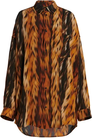 Balenciaga AI-Printed Silk Crepe Shirt - - XS - Moda Operandi
