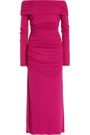 Carolina Herrera Ruched Off-The-Shoulder Jersey Midi Dress - - XS - Moda Operandi