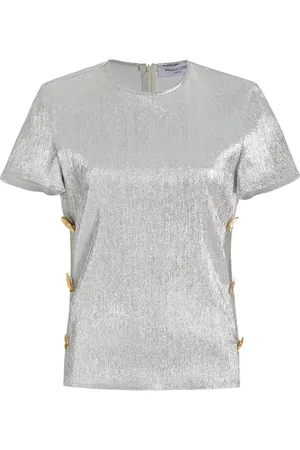 FRANCOISE Exclusive Emanuelle Buttoned Lamé Top - - FR 34 - Moda Operandi