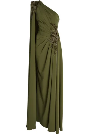 Zuhair Murad Asymmetric Embellished Cady Gown - - FR 38 - Moda Operandi
