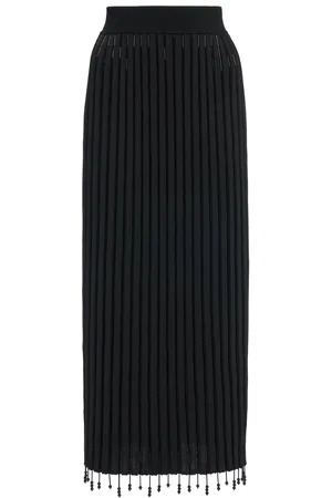 Jil Sander Embellished Plissé-Knit Midi Skirt - - EU 32 - Moda Operandi