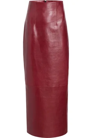 Khaite Loxley Corset-Waist Leather Midi Skirt - - US 4 - Moda Operandi