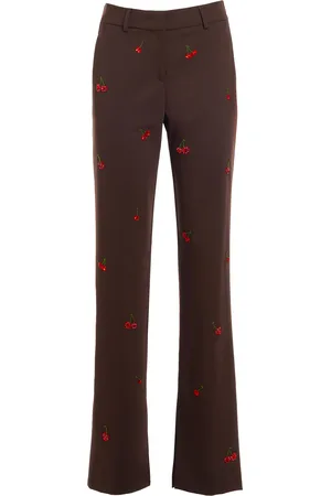 Des Phemmes Cherry Embroidered Flared Pants - - IT 42 - Moda Operandi