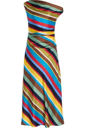 Staud Phare Off-The-Shoulder Striped Silk Maxi Dress - - US 10 - Moda Operandi