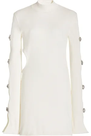 Mach & Mach Crystal-Embellished Ribbed Cotton Mini Dress - - FR 34 - Moda Operandi