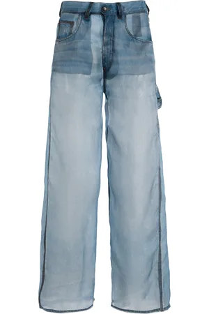 haikure Winona Denim-Print Silk Pants - - 24 - Moda Operandi