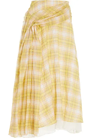 Rosie Assoulin Draped Plaid Stretch-Cotton Midi Skirt - - US 2 - Moda Operandi