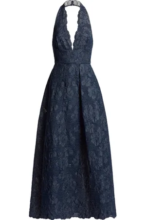 Elie saab Embroidered Denim Maxi Dress - - FR 40 - Moda Operandi