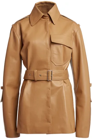 Victoria Beckham Belted Boxy Leather Jacket - - UK 8 - Moda Operandi