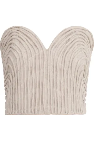 Andres Otalora Prateek Embroidered Linen Corset Top - - US 2 - Moda Operandi