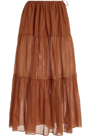 More Noir Juna Tiered Cotton-Silk Voile Maxi Skirt - - S - Moda Operandi