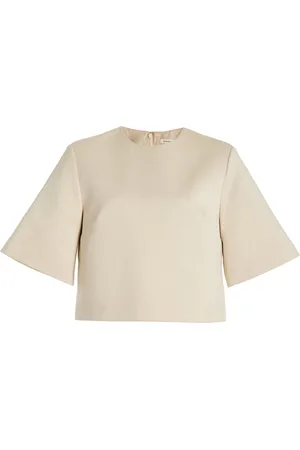 By Malene Birger Hania Boxy Cotton-Blend Cropped T-Shirt - - FR 34 - Moda Operandi