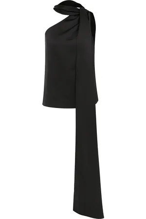 Ila Lily Tie-Neck Satin One-Shoulder Top - - EU 36 - Moda Operandi