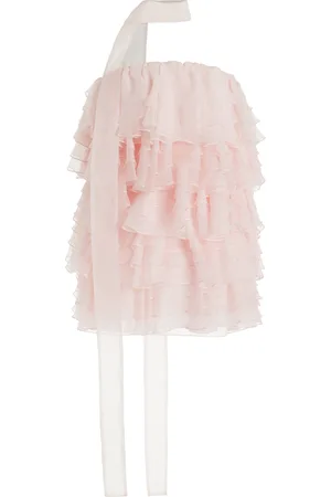 LAQUAN SMITH Strapless Ruffled Silk Mini Dress - - M - Moda Operandi
