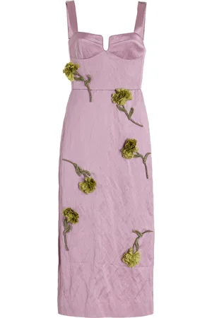Erdem Embellished Satin Bustier Midi Dress - - UK 8 - Moda Operandi