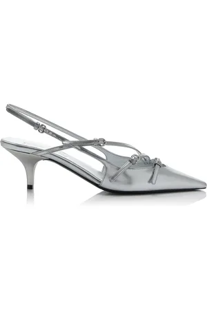 Miu Miu Buckled Metallic Leather Slingback Pumps - - IT 36 - Moda Operandi