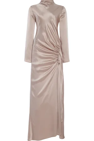 LAPOINTE Exclusive Gathered Satin Maxi Dress - - US 0 - Moda Operandi
