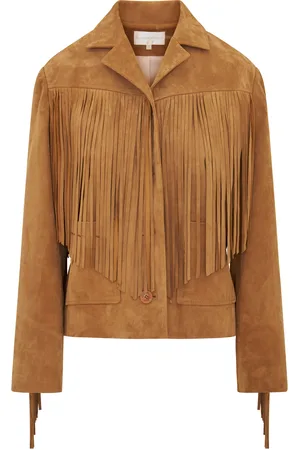 LOVESHACKFANCY Geraline Fringed Suede Jacket - - S - Moda Operandi