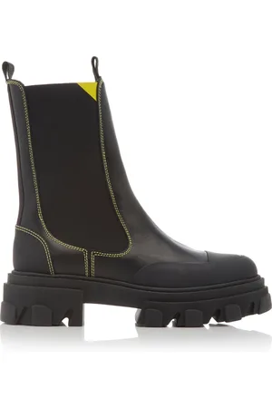 Ganni Lug-Sole Leather Ankle Boots - - IT 38 - Moda Operandi