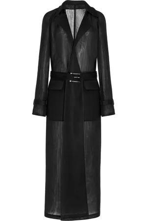 BRANDON MAXWELL The Lineisy Belted Long Trench Coat - - L - Moda Operandi