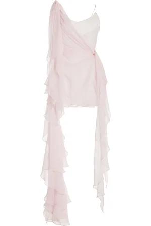 LAQUAN SMITH Asymmetric Ruffled Silk Mini Dress - - S - Moda Operandi