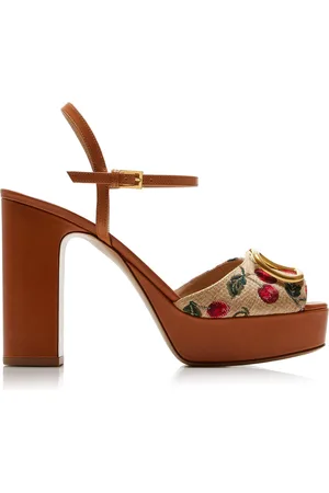 VALENTINO GARAVANI Cherry-Embroidered Raffia Platform Sandals - - IT 36 - Moda Operandi