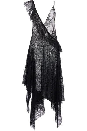 FRANCOISE Exclusive Carine Asymmetric Ruffled Lace Midi Dress - - FR 40 - Moda Operandi