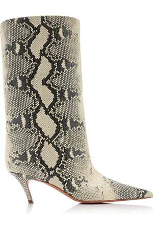 Amina Muaddi Fiona Snake-Effect Leather Ankle Boots - - IT 35 - Moda Operandi