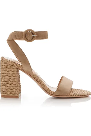 Gianvito Rossi Luana Suede and Raffia Sandals - - IT 36 - Moda Operandi