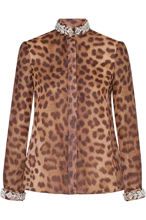 ZIMMERMANN Crush Embellished -Print Linen-Silk Shirt - - 0 - Moda Operandi