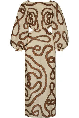 JOHANNA ORTIZ Sailing Robes Balloon Sleeve Linen Midi Dress - - US 10 - Moda Operandi