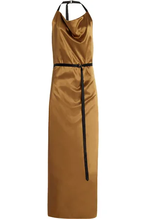 BEVZA Satin Maxi Apron Wrap Dress - - S - Moda Operandi