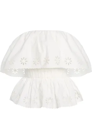 POSSE Exclusive Riviera Cecilia Ruffled Strapless Cotton Top - - XS - Moda Operandi