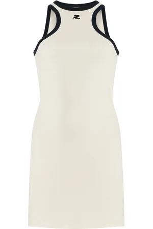 Courrèges Ribbed-Cotton Mini Tank Dress - - XS - Moda Operandi