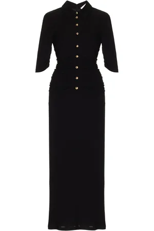 Carolina Herrera Buttoned Ruched Jersey Midi Dress - - XS - Moda Operandi