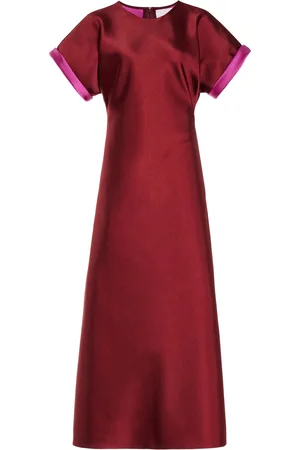 Carolina Herrera Contrast-Trimmed Satin Midi Dress - - US 6 - Moda Operandi