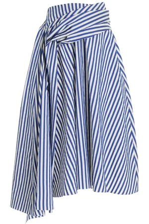 Rosie Assoulin Draped Striped Midi Skirt - - US 0 - Moda Operandi
