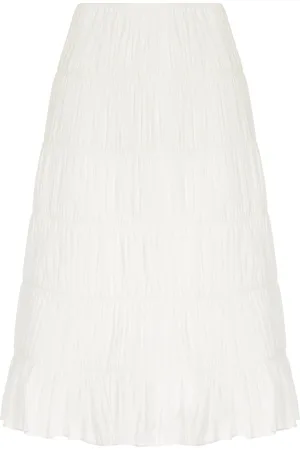More Noir Venetia Ruched Cotton-Silk Voile Midi Skirt - - S - Moda Operandi