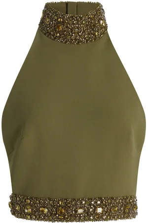 Zuhair Murad Embellished Cady Crop Top - - FR 36 - Moda Operandi