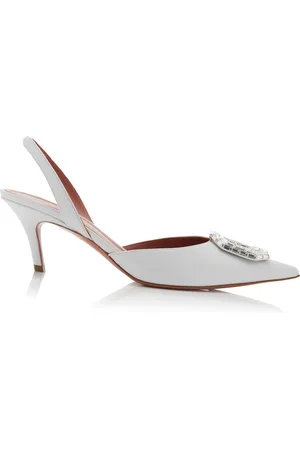 Amina Muaddi Camelia Leather Slingback Pumps - - IT 35 - Moda Operandi