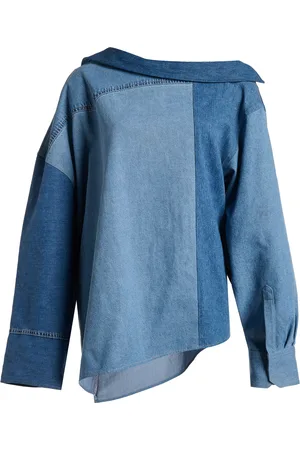A.W.A.K.E. MODE Upcycled Denim Off-the-Shoulder Top - - FR 34 - Moda Operandi
