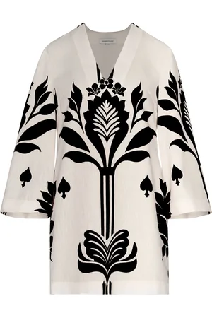 Andres Otalora Jaipur Printed Linen Mini Dress - Black/white - S - Moda Operandi