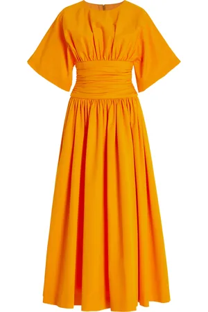Carolina Herrera Ruched Cotton Poplin Midi Dress - - US 2 - Moda Operandi