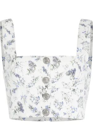 ADAM LIPPES Quinn Printed Cotton Poplin Crop Top - - US 6 - Moda Operandi