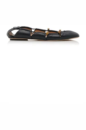 Chloé Luna Embellished Cutout Leather Flats - - IT 36 - Moda Operandi